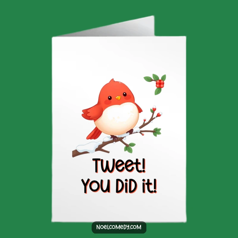 Free Printable Congrats Card: Winter Robin, Humorous Achievement Downloadable