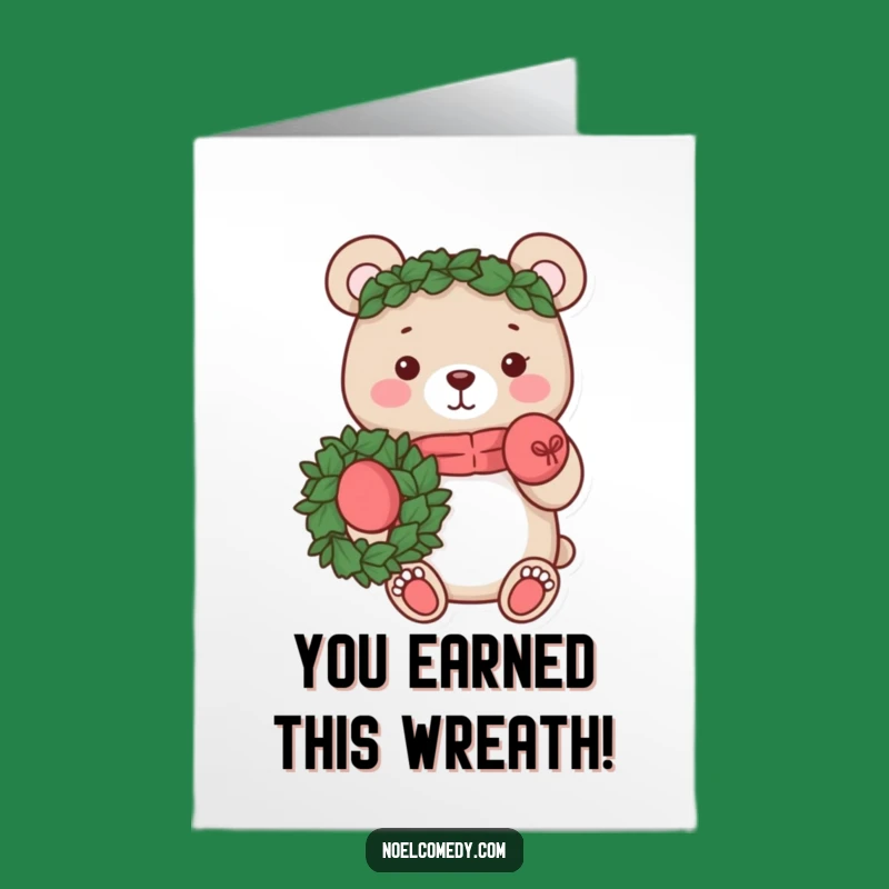 Free Printable Congratulations Card: Cheerful Bear Wreath for a Joyful Downloadable Celebration