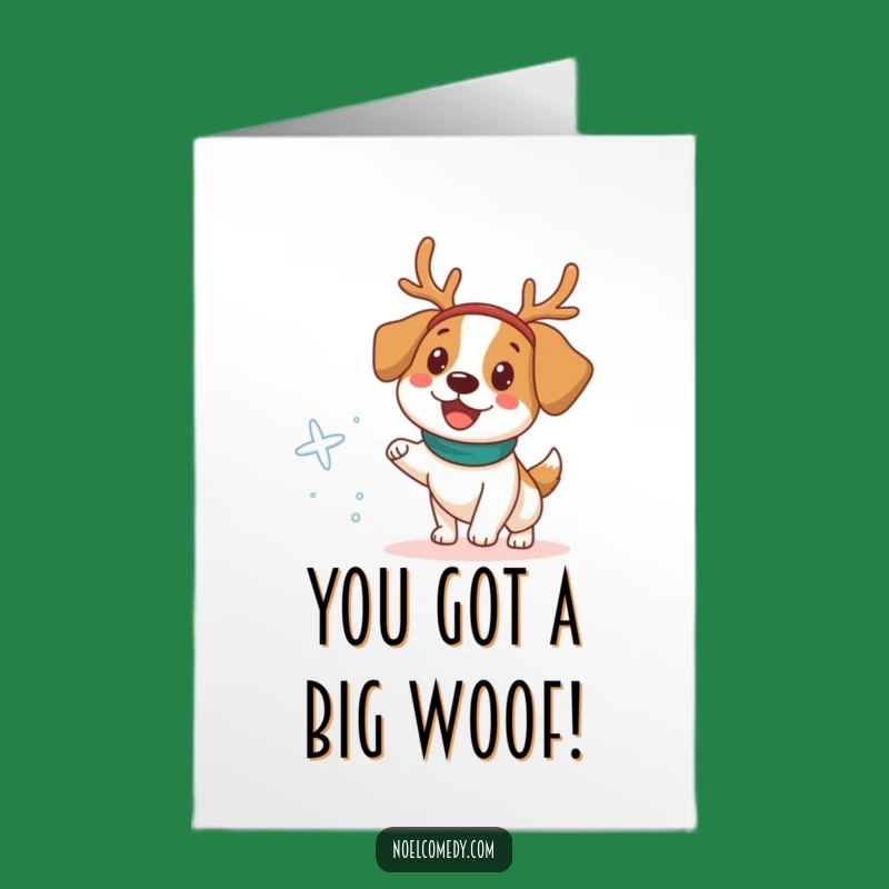 Free Printable Congratulations Card: Dog In Reindeer Headband, Celebrate Joyfully With a Funny Downloadable