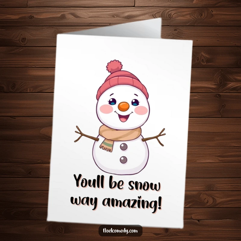 Free Printable Congratulations Card: A happy snowman with a carrot nose, perfect for celebrating achievements, a fun DIY gift.