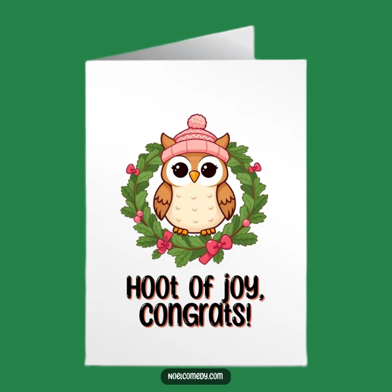 Congrats Free Printable Card: Cheerful Owl Wreath, Instant Download, DIY Gift