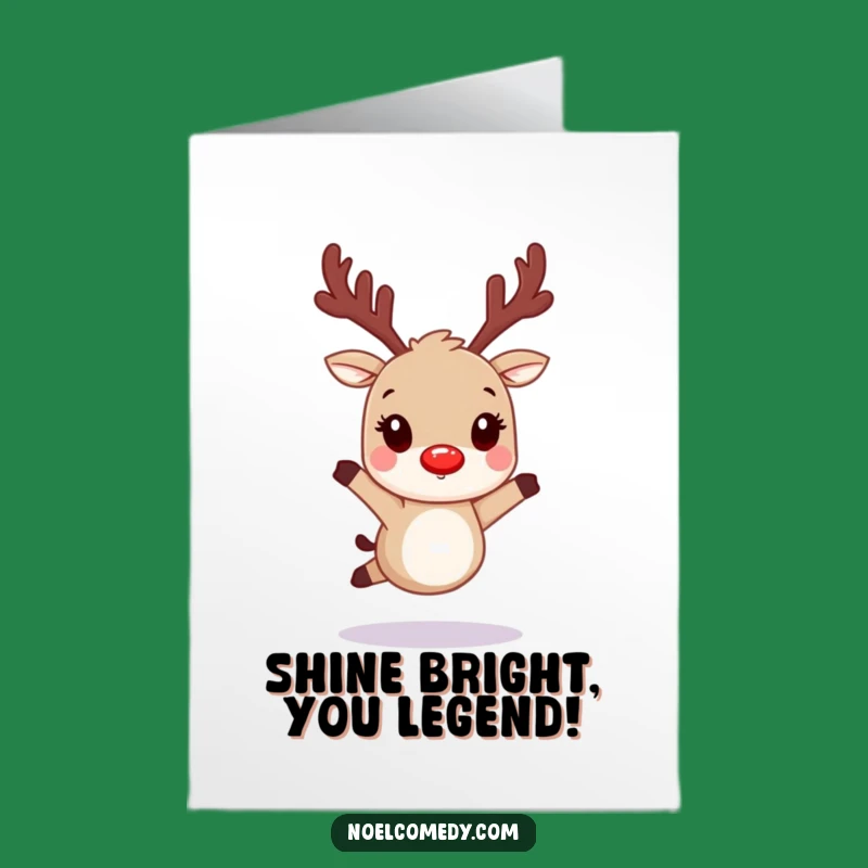 Free Printable Reindeer Congrats Card: Funny Glowing Nose Downloadable