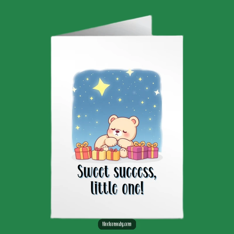 Free Printable Bear Cub Congrats Card: Starry Dreams Downloadable Gift