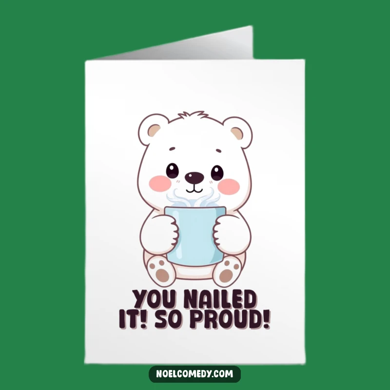 Free Printable Polar Bear Congrats Card: Funny Steaming Mug Downloadable