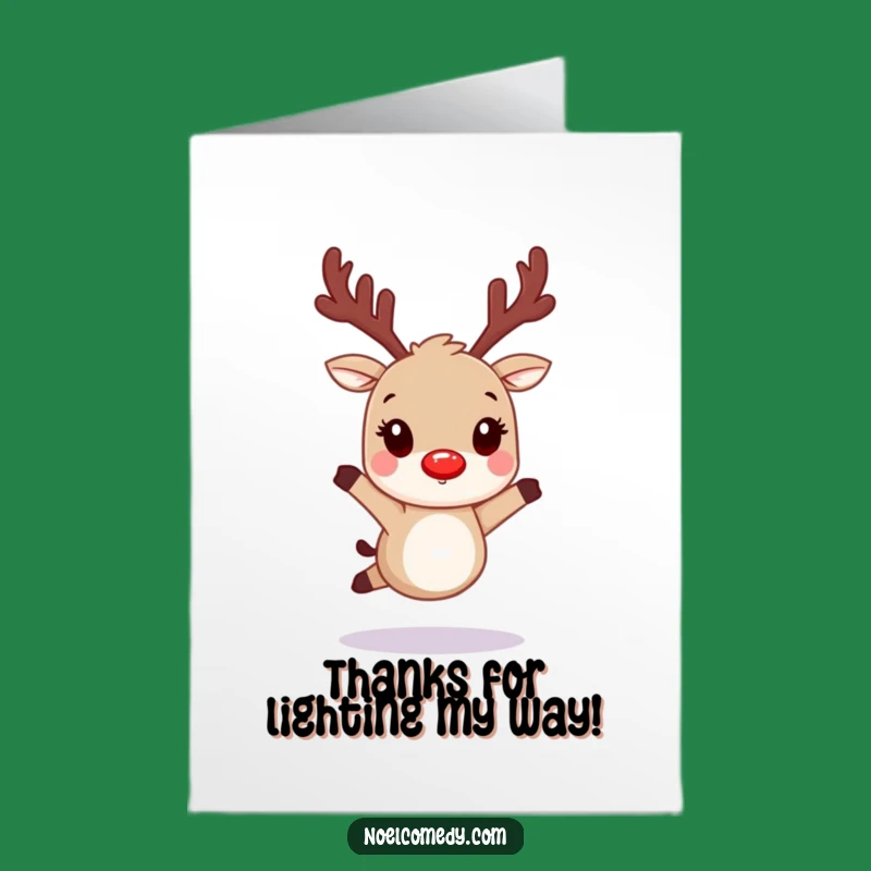 Free Printable Reindeer Thank You Card: Funny Glowing Nose Gift