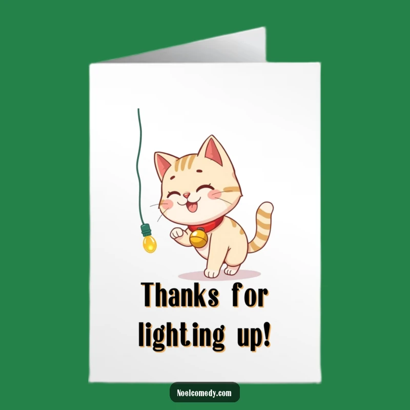 Free Printable Thank You Card: Cat Chasing Light, Express Gratitude with a Funny Downloadable
