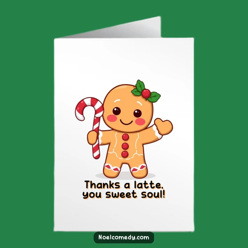 Free Printable Thank You Card: Funny Gingerbread Man Waving Sweet Gratitude!