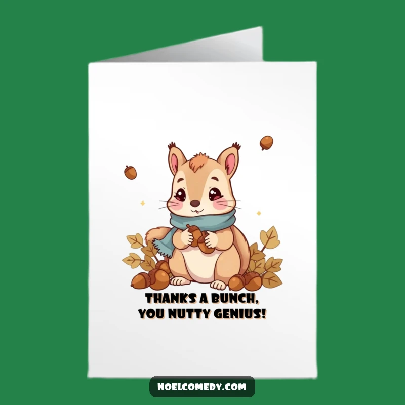 Free Printable Thank You Card: Funny Squirrel Scarf Acorn Collector Downloadable Gift