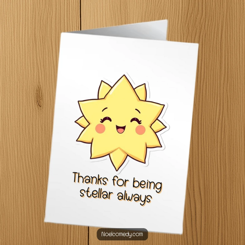 Radiant Free Printable Thank You Card: A smiling star beaming brightly, conveying sincere gratitude.
