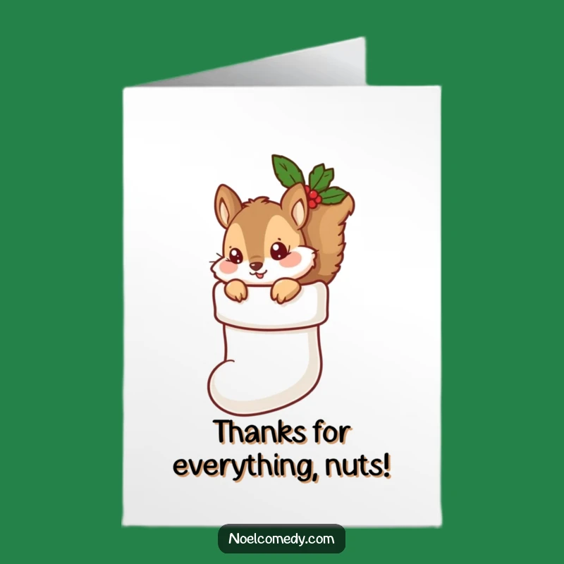 Free Printable Thank You Card: Squirrel Stocking - Funny Downloadable Gratitude