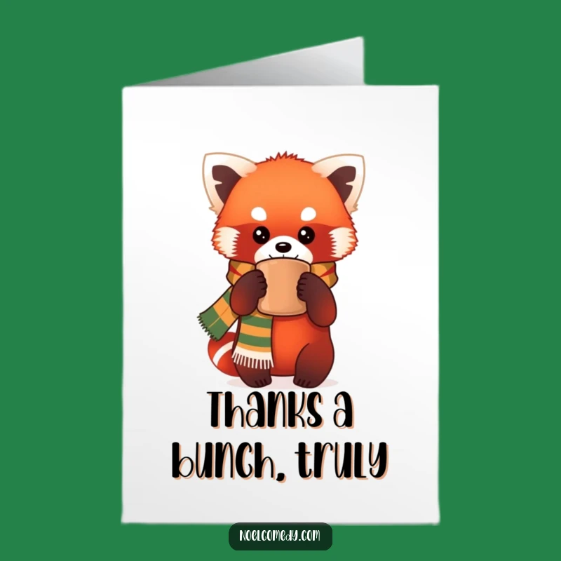 Free Printable Red Panda Thank You Card: Warm Scarf Mug Downloadable