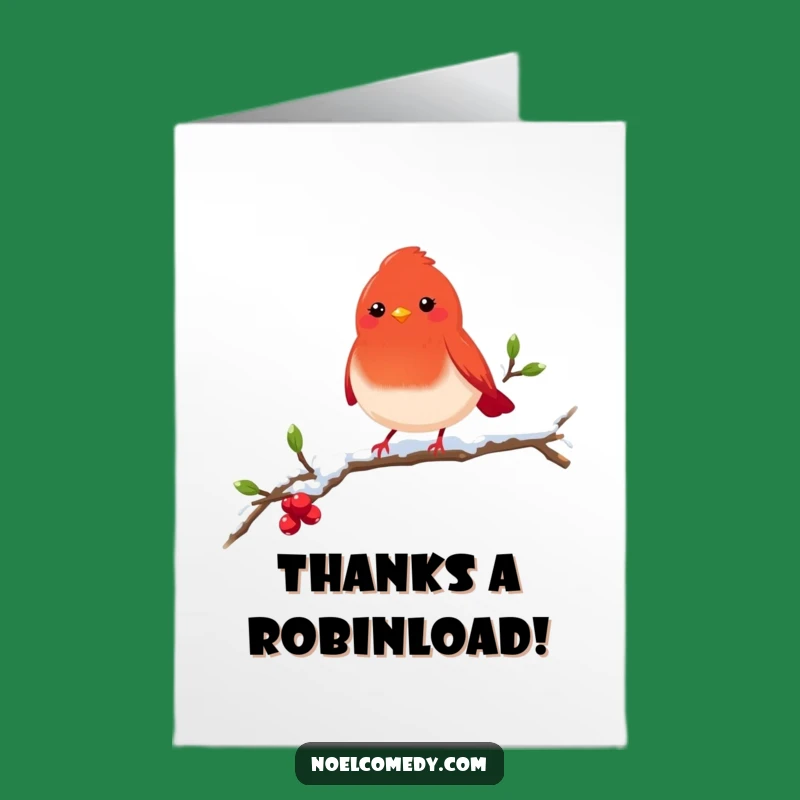 Free Printable Thank You Card: Grateful Robin on Snowy Branch Download
