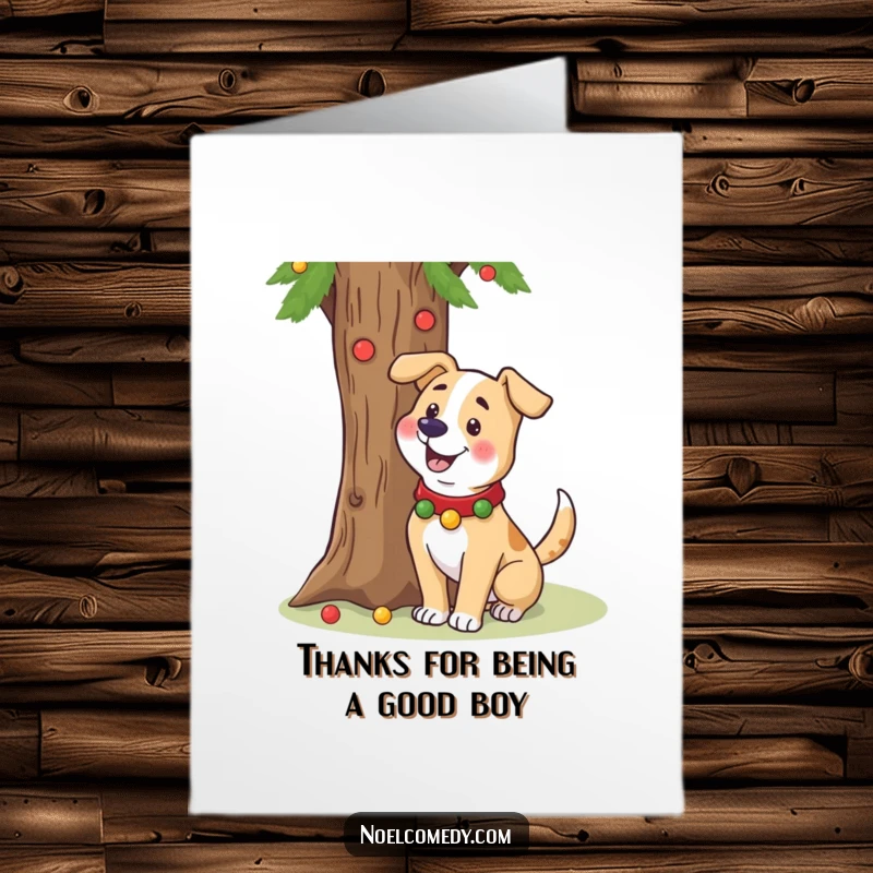 Funny Free Printable Thank You Card: A cheerful dog wearing a festive collar, wagging its tail, expressing sincere gratitude.