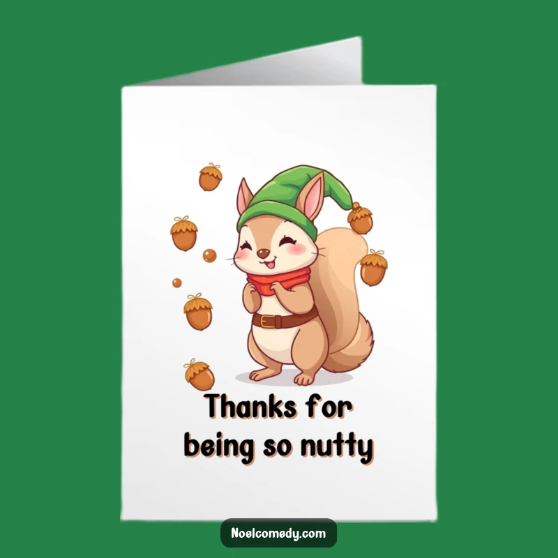 Free Printable Thank You Card: Elf Squirrel Acorn Thanks Funny Downloadable