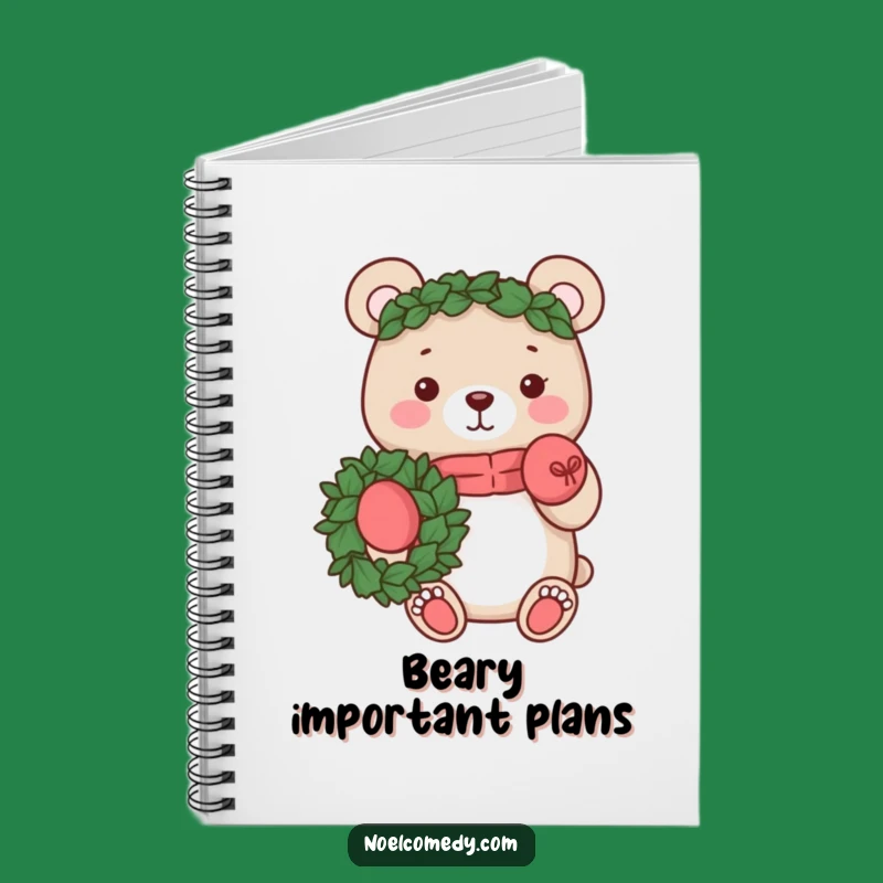 Funny Bear Wreath Notebook: Jot down ideas with this woodland character, a perfect funny holiday gift.