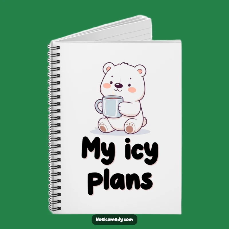 Funny Polar Bear Notebook: Smiling Bear with Steaming Mug, Cute Funny Gift