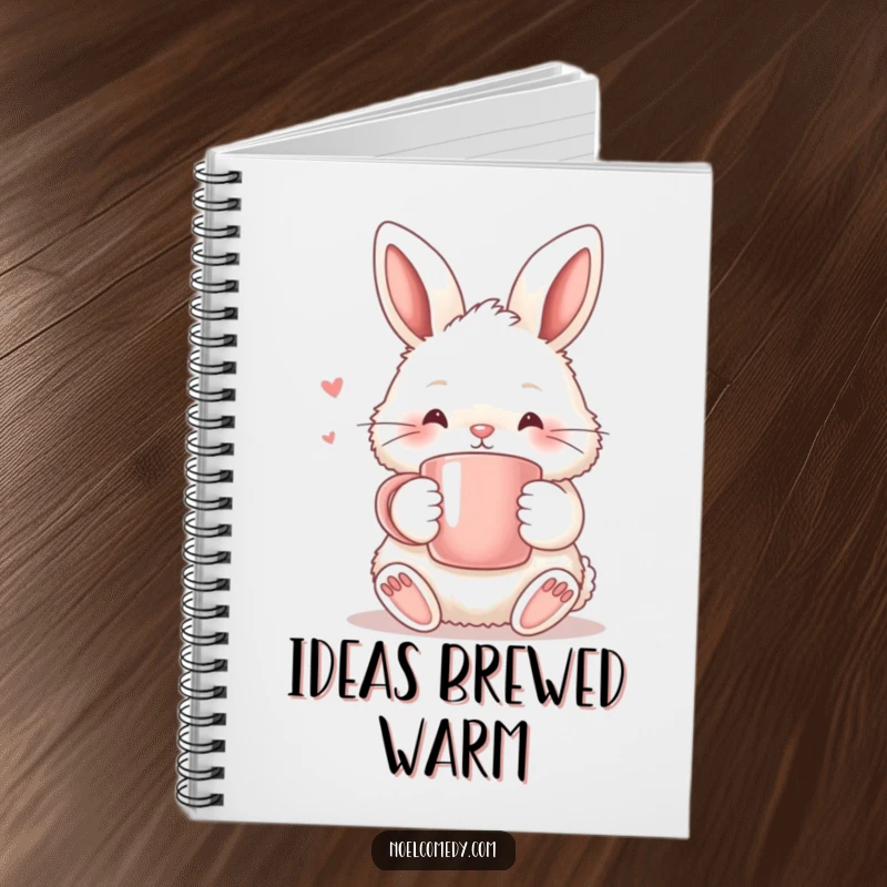 Funny Notebook: A fluffy bunny holding a warm mug, perfect for jotting down cozy thoughts and charming ideas.