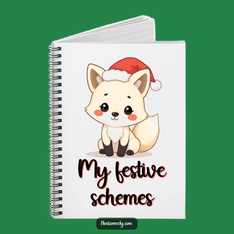Funny Arctic Fox Notebook: Santa Hat Fox, Holiday Journal, Cute Funny Gift