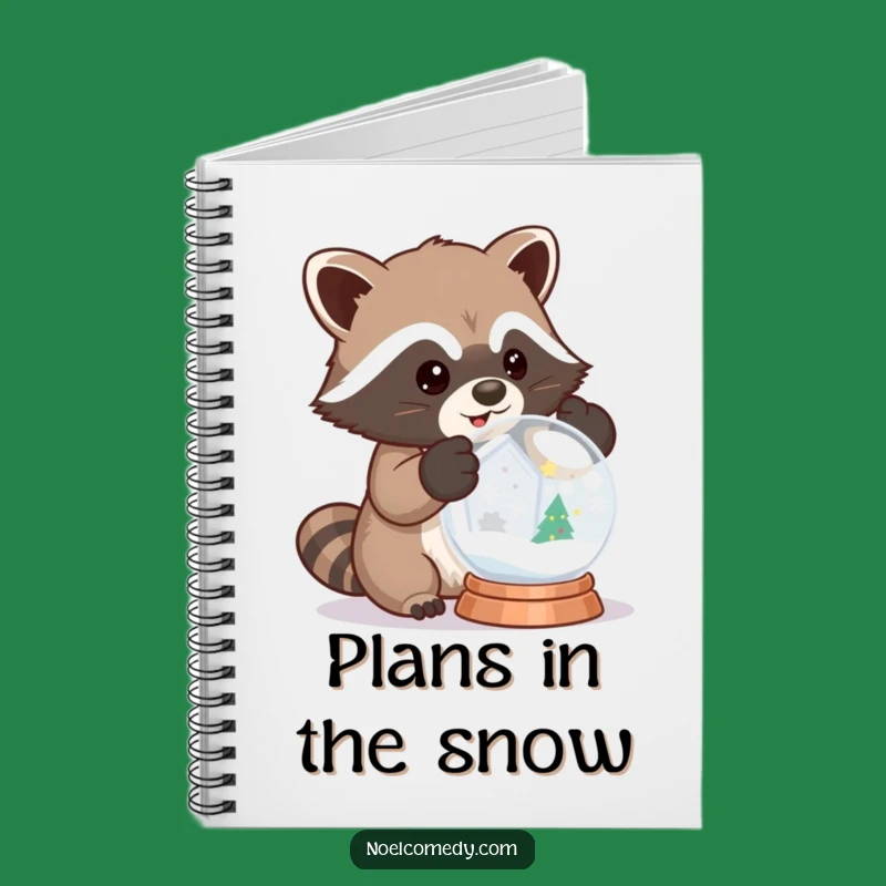 Funny Raccoon Snow Globe Notebook - Jot Down Winter Wonders & Ideas