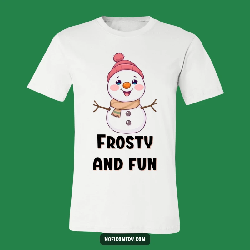 Funny Snowman T-Shirt: Joyful Character with Carrot Nose, Whimsical Winter Apparel