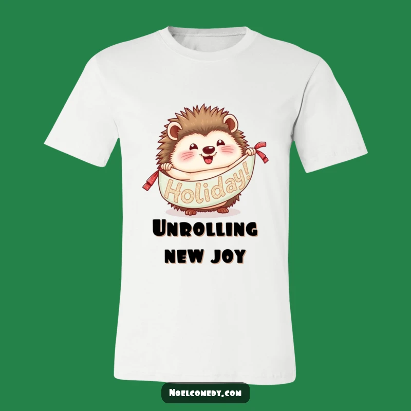 Funny Hedgehog T-Shirt: Glittery Banner Holiday Announcement