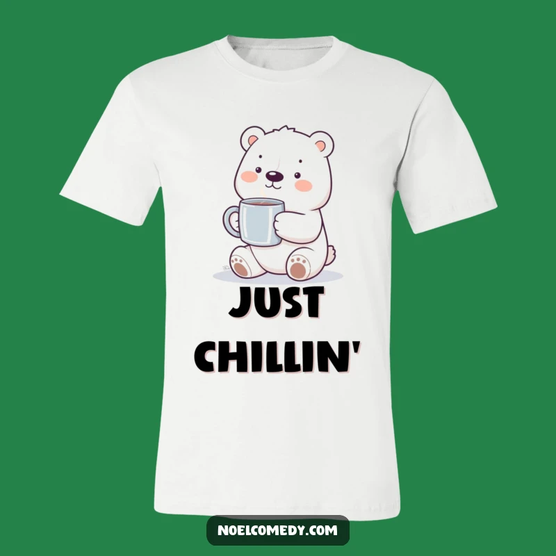 Funny Polar Bear T-Shirt: Smiling Bear with Steaming Mug, Comfy Funny Gift