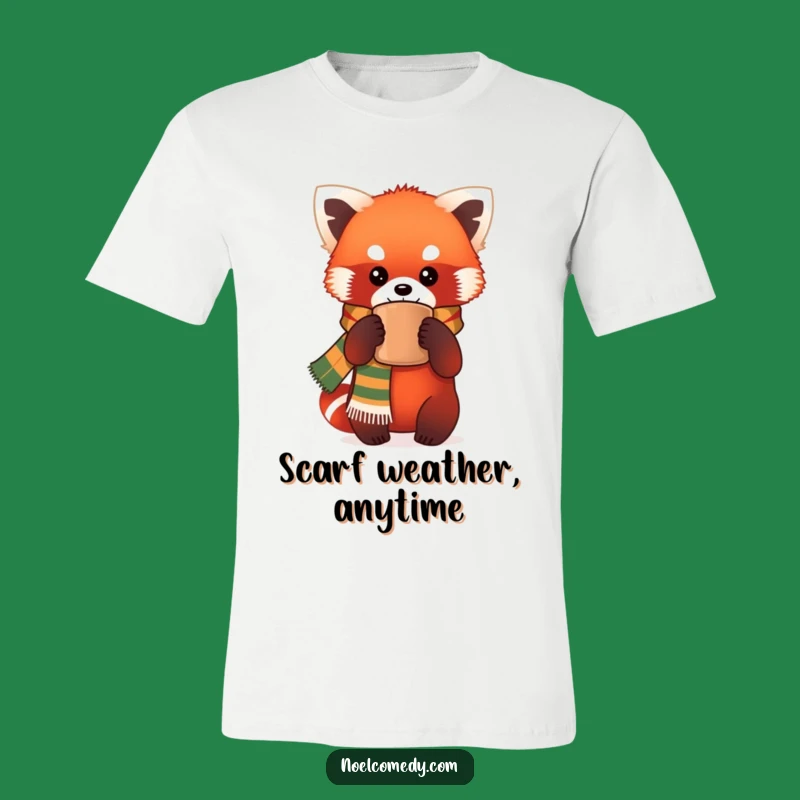 Funny Red Panda Scarf Tee: Festive & Cozy Shirt for a Hilarious Gift