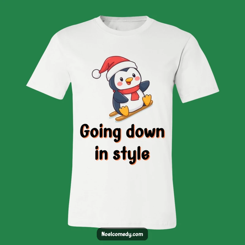 Funny Penguin T-Shirt: Jolly Santa Hat Sliding, Hilarious Holiday Gift for Christmas Lovers