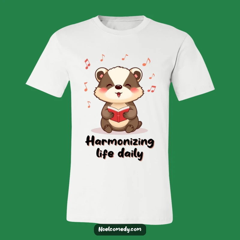 Funny Badger Carol T-Shirt: Musical Notes Design, Comical Holiday Gift Apparel