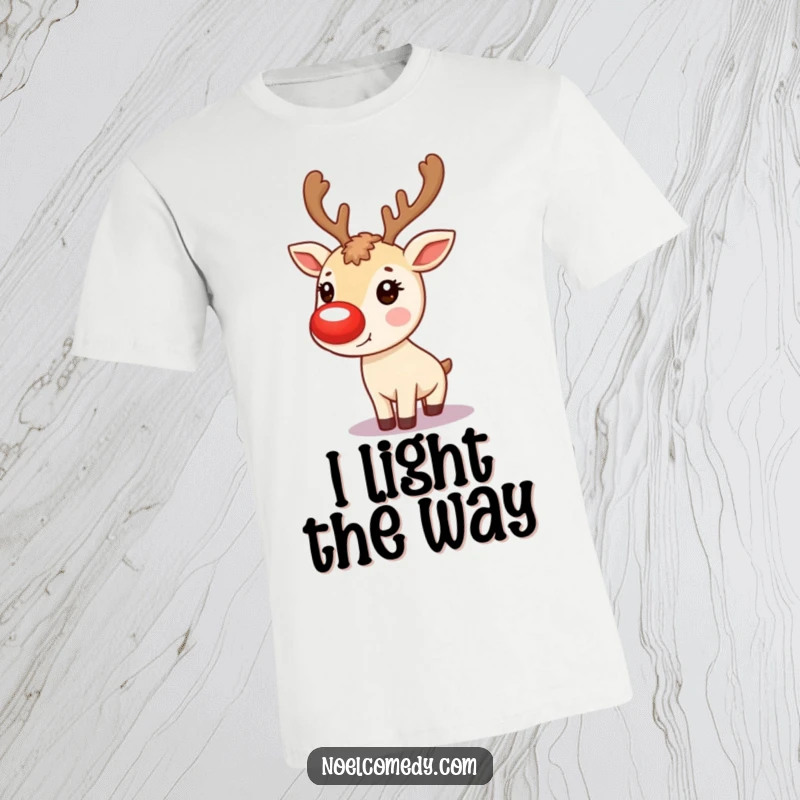 Funny T-Shirt: A cute reindeer proudly displaying its glowing red nose, bringing festive charm and humor.