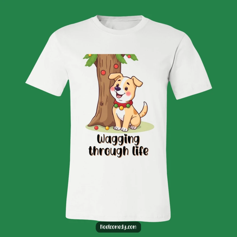 Funny Dog Holiday T-Shirt: Festive Collar Style, Cheerful Pooch Gift Apparel
