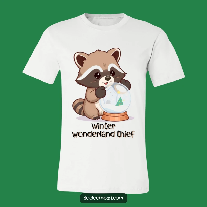 Funny Raccoon Snow Globe T-Shirt - Wear Your Winter Wonder