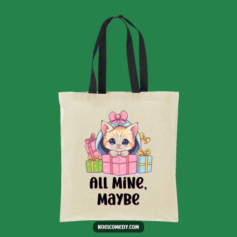 Funny Kitten Gift Pile Tote Bag: Playful Holiday Carryall