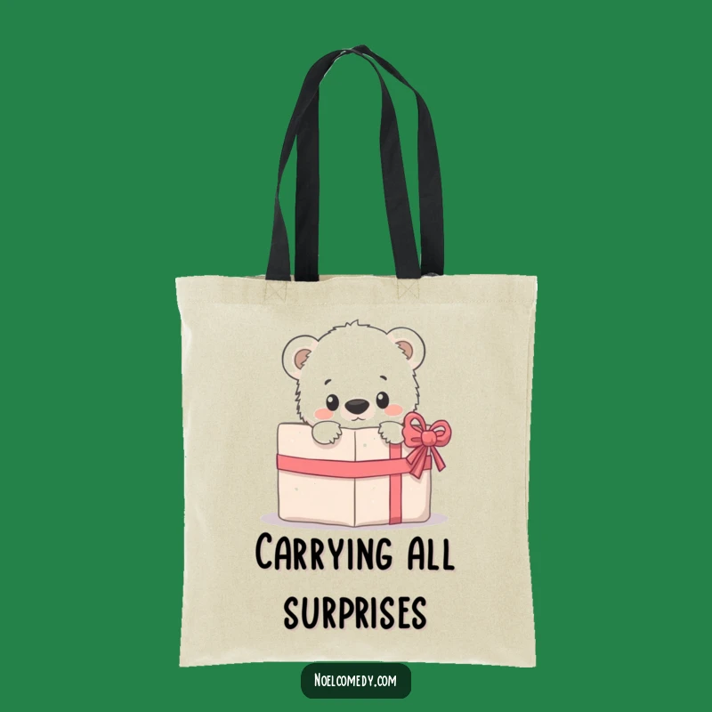 Funny Bear Cub Tote Bag: Gift Peek Design, Whimsical & Practical Animal Lover Accessory