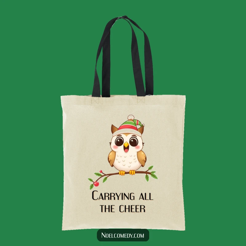 Funny Festive Owl Tote Bag - Carry Your Holiday Spirit Everywhere
