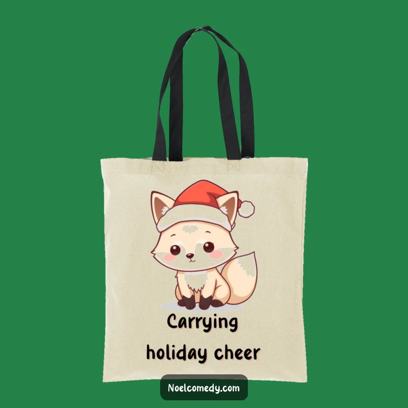 Funny Arctic Fox Santa Tote Bag: Holiday Hauls, Chic Comedic Gift for Shoppers