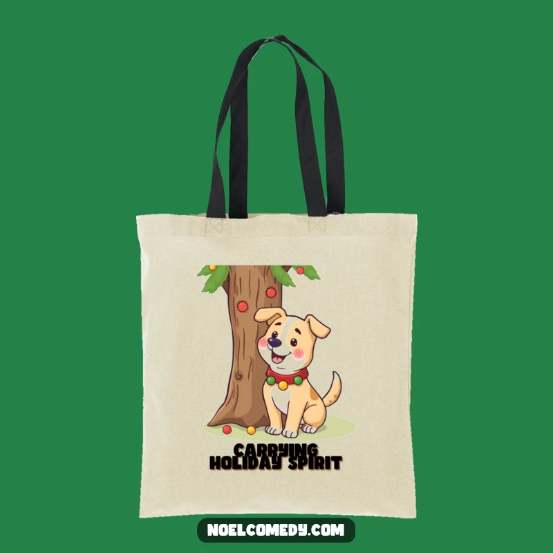 Funny Dog Holiday Tote Bag: Festive Accessory, Cheerful Pooch Gift for Errands