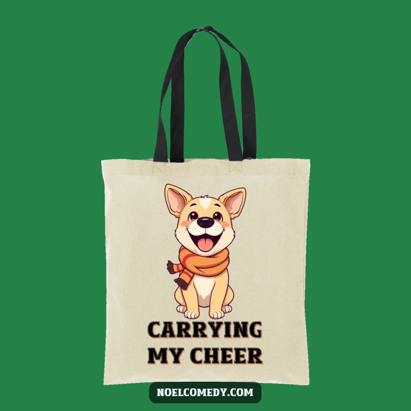Funny Excited Dog Festive Scarf Tote Bag - Stylish, Hilarious Dog Lover's Gift