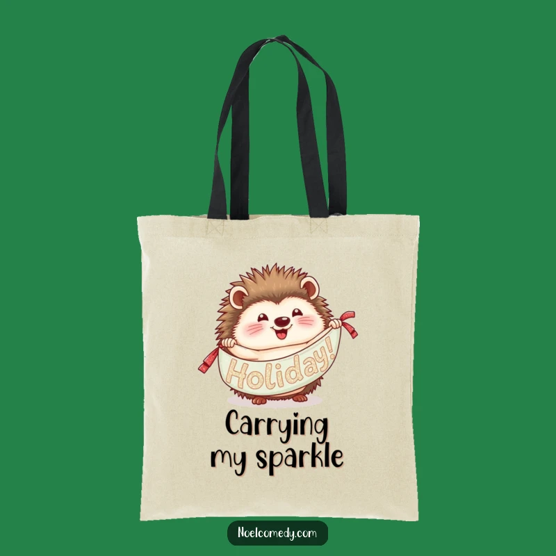 Funny Hedgehog Tote: Glittery Banner Holiday Style