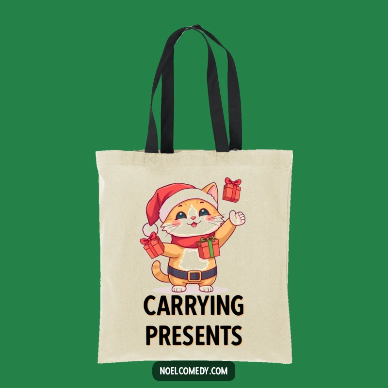 Funny Santa Cat Tote: Carry Holiday Gifts, a Cute Funny Gift
