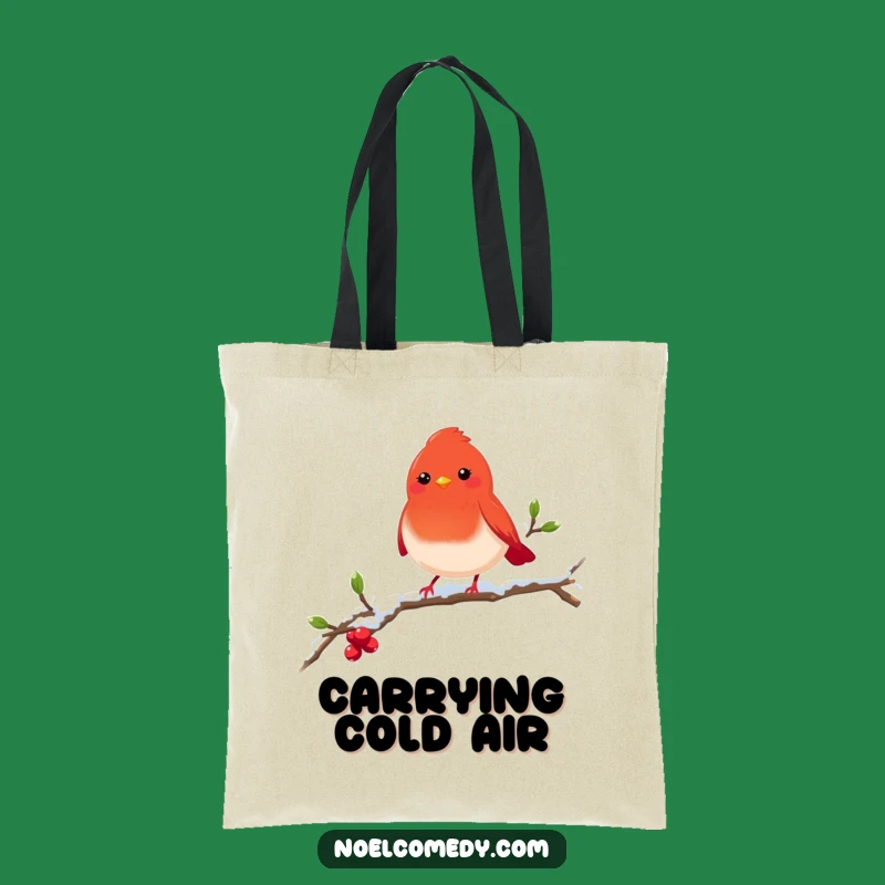 Funny Robin Tote Bag: Cheerful Bird on Snowy Branch Canvas Bag, Practical Funny Gift