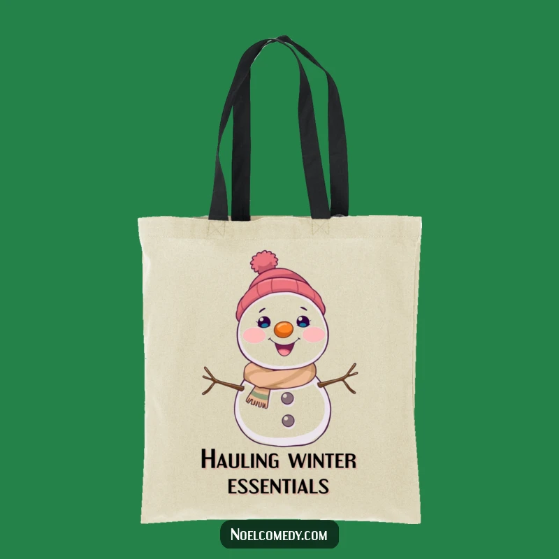 Funny Snowman Tote Bag: Joyful Character with Carrot Nose, Stylish Winter Accessory